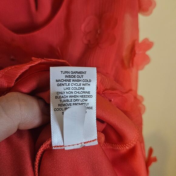 7th Avenue Size Extra Small XS Tank Top Blouse 3D Flowers Coral Color Pink - Picture 5 of 9